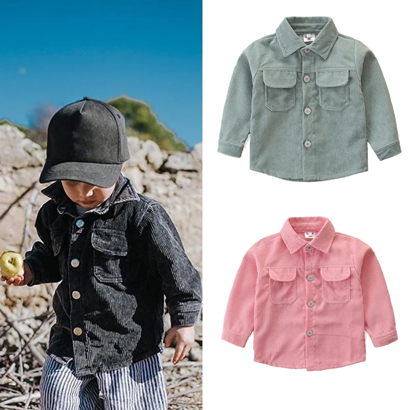 

1-6Y Fashion Kids Girls Boys Pocket Coat Long Sleeve Stylish Lapel Solid Color Single Breasted Autumn Jacket 3 Colors