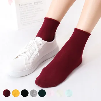 

2019 Real Sokken Pug Women Socks Autumn And Winter Candy Color Curling Pile Of Female Socks Personality Solid Tube Multicolor