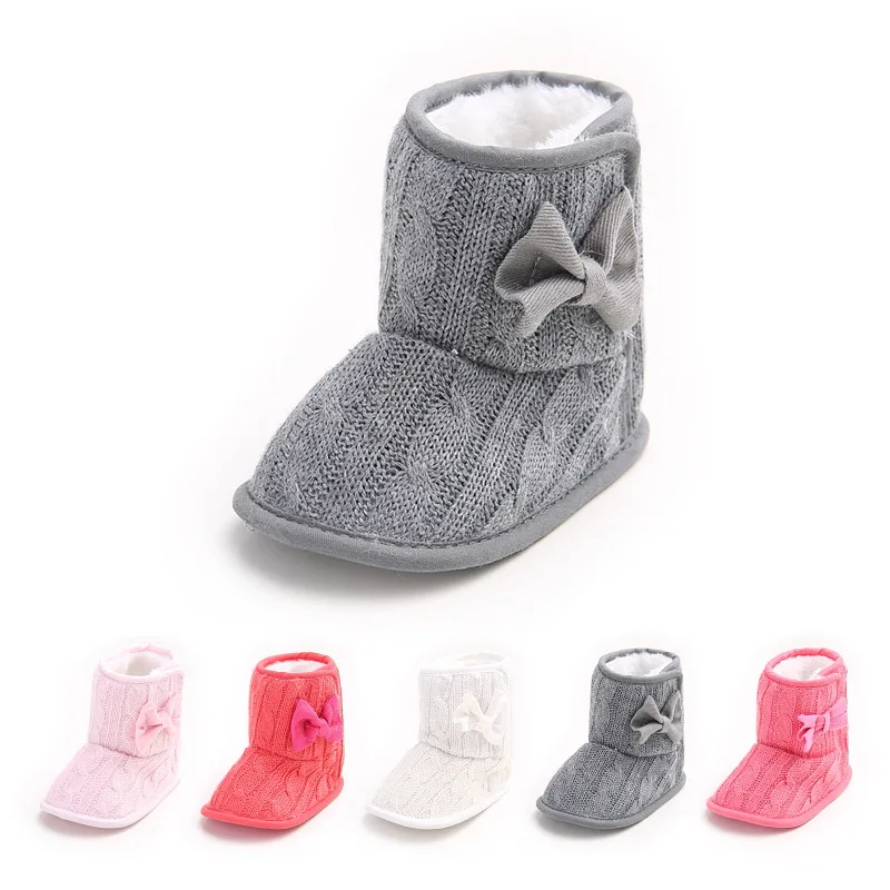 Г. Зимняя теплая обувь для малышей Зимние Ботинки для мальчика и девочки зимние пинетки для малышей вязаная обувь с пушистым бантом для новорожденных 0-18 месяцев