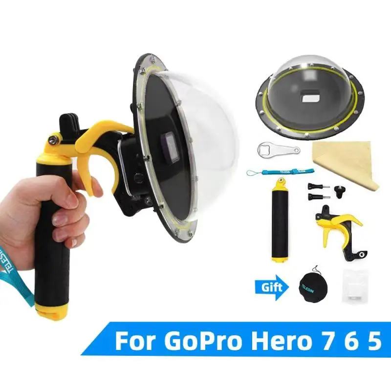 Аксессуары для камеры Go Pro купол Порты и разъёмы крышки бленда объектива для GoPro Hero 7/6/5/4/3/3+/Водонепроницаемый чехол Корпус Триггер Захват купол аксессуары для фотосъемки - Цвет: gopro hero 5 6 7