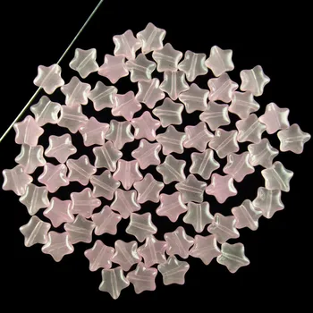 

20Pcs Carved Pink Titanium Crystal Star Pendant Bead 8x8x3mm 874SJ