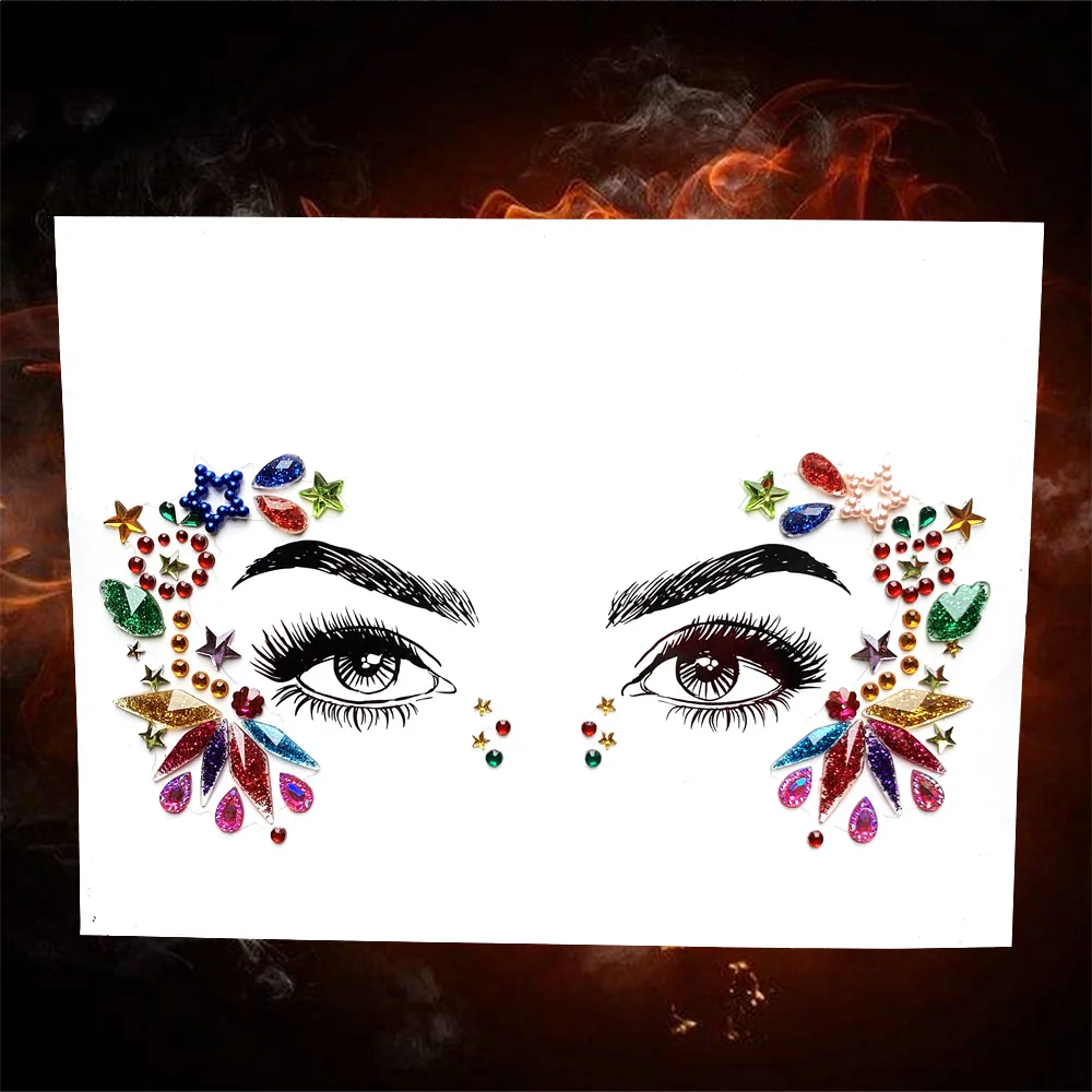 DIY Блестящий глаз стикер для драгоценных камней красивое украшение для лица в этническом стиле 3D Хрустальный Глаз Аксессуары косметика для фестиваля представление - Цвет: QBL99