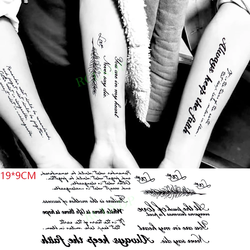 Waterproof Temporary Tattoo Sticker Feather English Always Keep The Faith Fake Tatoo Flash Tatto For Girl Women Men Kid Temporary Tattoos Aliexpress