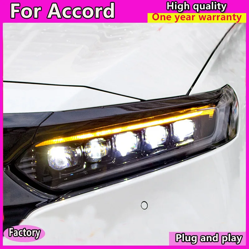 Car Styling car Head Lamp for Honda Accord 10th ALL LED Headlights- LED High Beam LED Low Beam With Dynamic Turn Signal