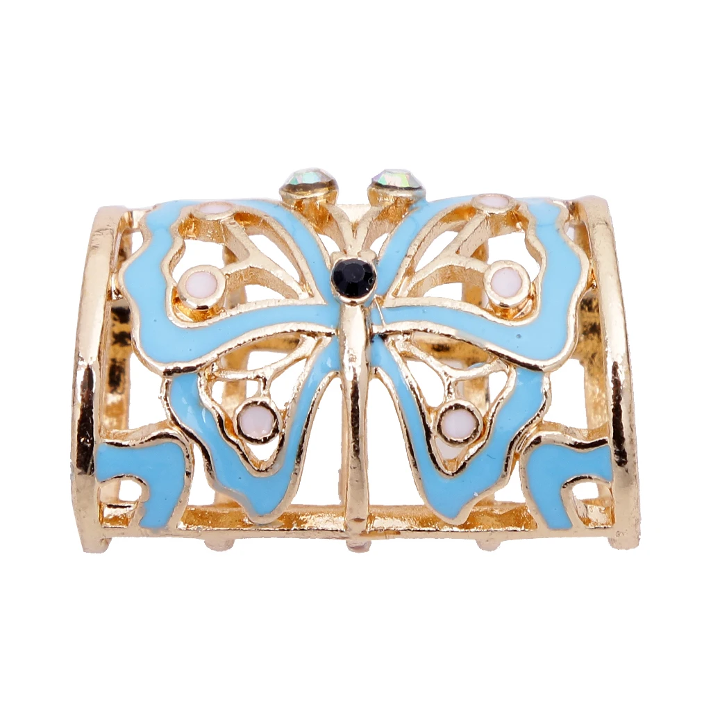 2pcs Vintage Butterfly Scarf Buckle Ring Scarf Clip Slide Tube Scarf Jewelry Gold Tone