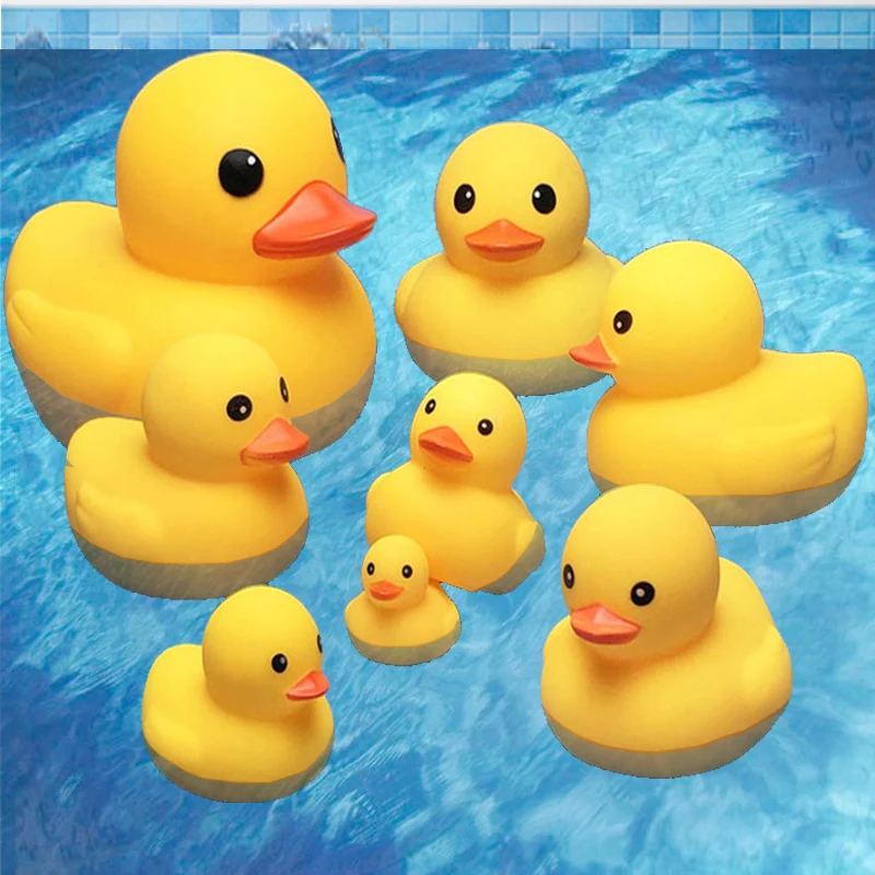 Small Animal Baby Bath Toy Water Squeeze Sounding Dabbling Soft Rubber Duck Kids Duckling Toys for Toddler 3 Years Shower Games