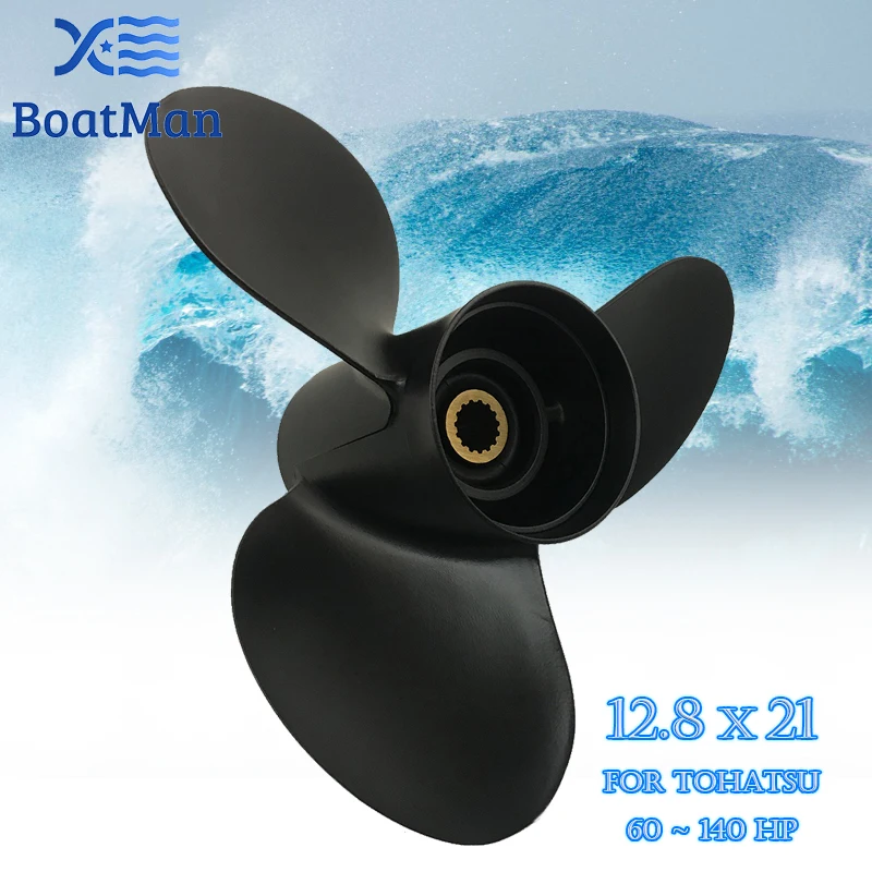 BoatMan® Propeller 12.8x21 For Tohatsu Outboard Motor 60HP 75HP 90HP140HP Aluminum 15 Tooth Spline 3N4B64545-0 Boat Accessories