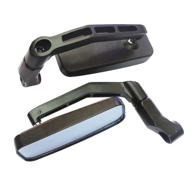 Universal 8mm 10mm Motorcycle Handle Bar End Rear Side View Mirrors Aluminum Rectangle Blind Spot Blue Rearview Side Mirror BLACK