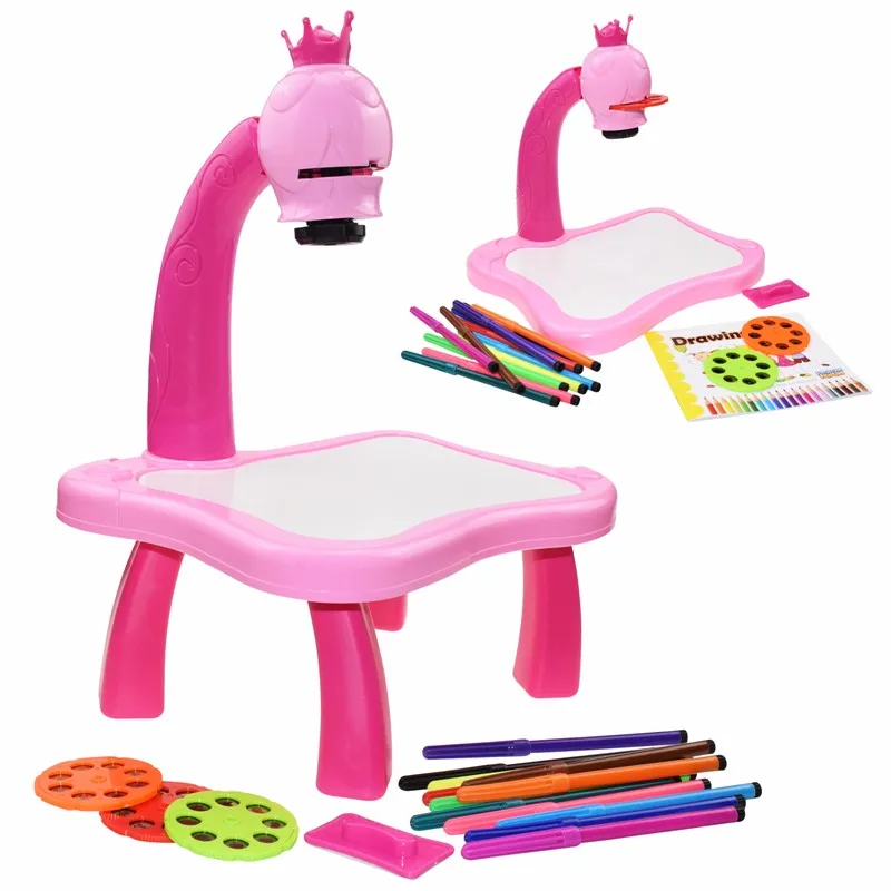 Children Led Projector Art Drawing Table Toys Kids Painting Board Desk Arts Crafts Educational Learning Paint Tools Toy for Girl - Image 2