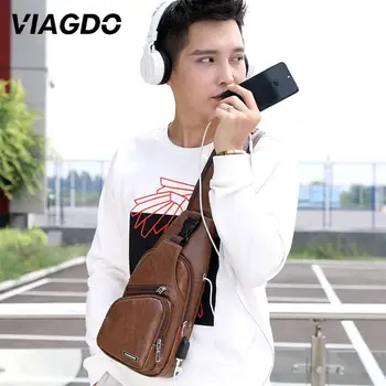 

Shoulder Bags European and American Tide Multi-Port Package Large Capacity Metal Zipper Phone Card Slot USB Charging Port