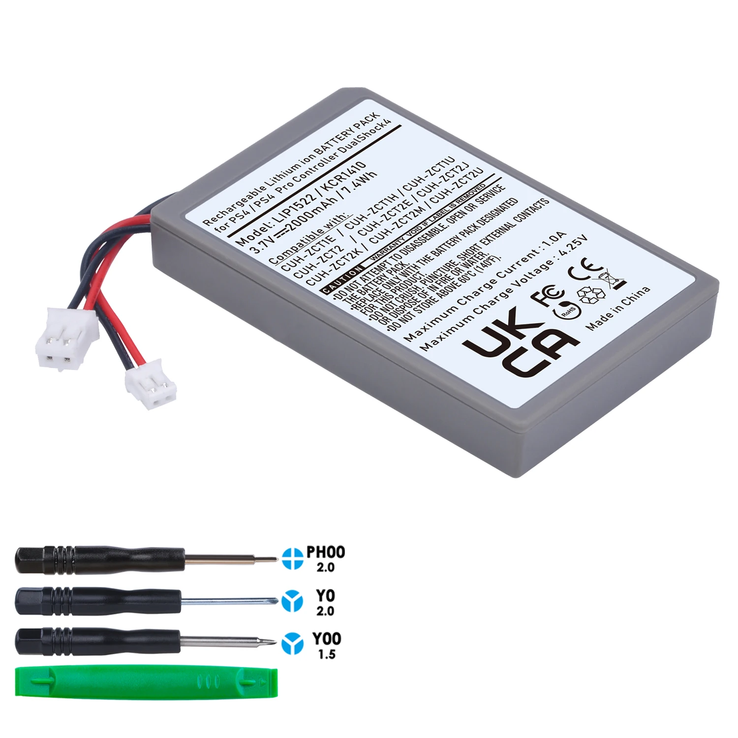 Controlador Bateria para Sony Playstation Dualshock va v2 Cuh-zct1e Lip1522 Kcr1410 Controlador sem Fio 2000mah Ps4 Ps4pro