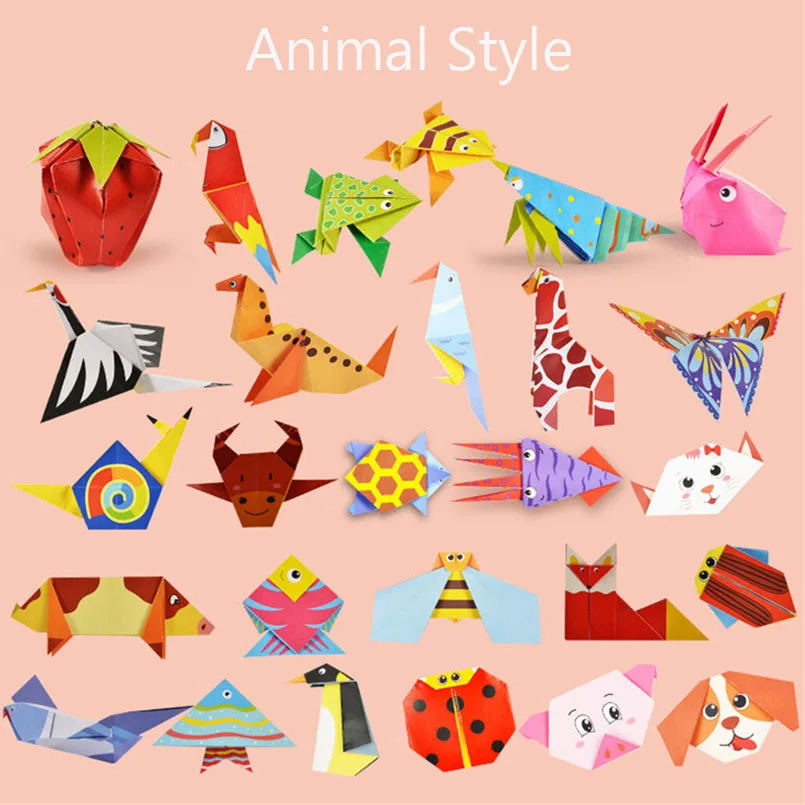 

54 PCS Handmade Kindergarten Arts and Crafts Toys Children Origami Paper Book for Animal Pattern 3D Puzzle DIY Folding Toy J0497