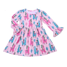 В году, горячая Распродажа. Весеннее детское платье с рисунком лиамы для маленьких девочек, эксклюзивная Одежда модное платье для девушки из молочного шелка, горячая распродажа