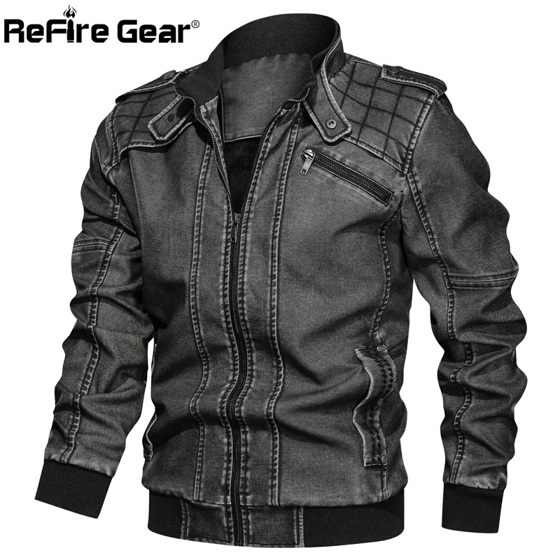 ReFire gear Осенняя винтажная куртка из искусственной кожи мужская зимняя теплая водонепроницаемая военная тактическая куртка мотоциклетная Повседневная Верхняя одежда Пальто