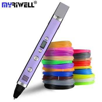 

Myriwell 1.75mm ABS/PLA DIY 3D Pen LED Screen,USB Charging 3D Printing Pen+100M Filament Creative Toy Gift For Kids Design