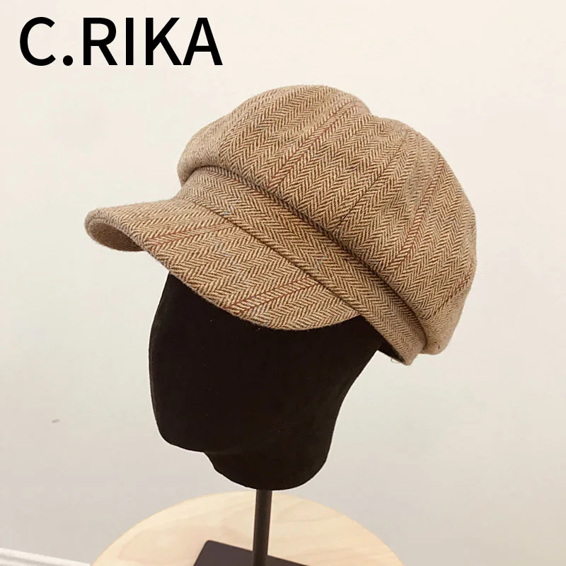 

2019 Autumn Winter Fashion Men Women Classic Plaid Octagonal Hats Newsboy Caps Vintage Painter Cap British Style Unisex Beret