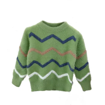 

WLG girls autumn sweaters kids striped pink green khaki sweater baby girl warm casual clothes 2-7 years