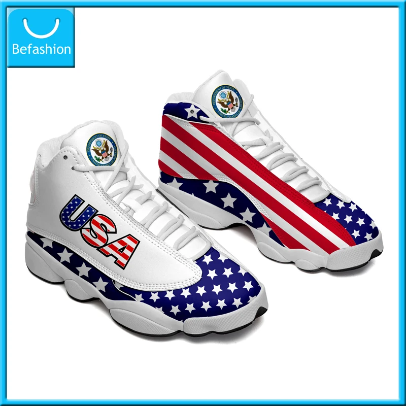 

Dropshipping Print On Demand Custom Basketball Sneaker USA United States Flag Custom Print POD Shoes FedEX Free Shipping