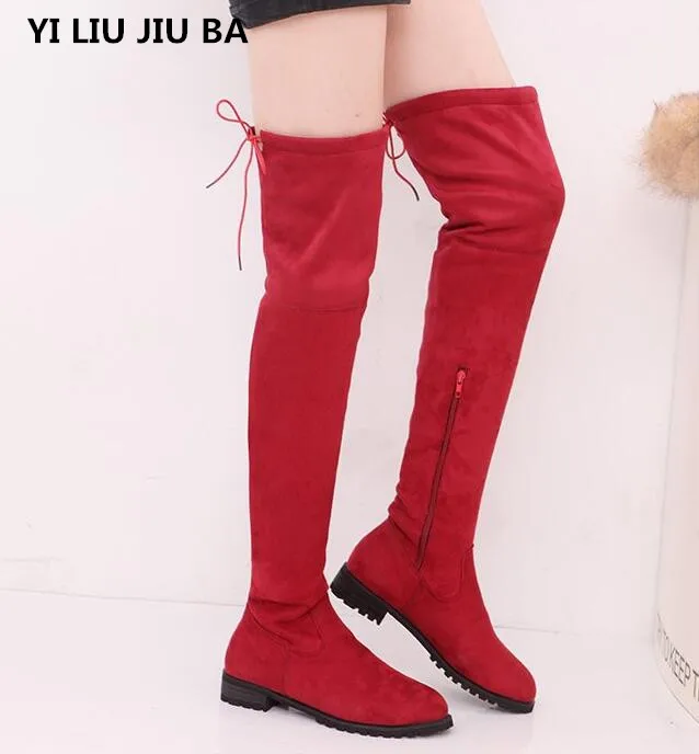 

Special price Clearance Winter Over The Knee Boots Women shoes Stretch Fabric Thigh High Sexy Woman Shoes Long Botas mujer Q026