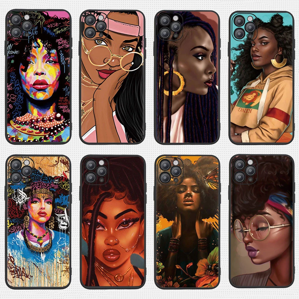 iphone 13 pro max clear case Afro Black Girl Magic Melanin Poppin phone Case For iPhone 13 pro 12 Pro Max 11 Pro Max 8 6 7 Plus X XS MAX XR TPU Silicone Case iphone 13 pro phone case