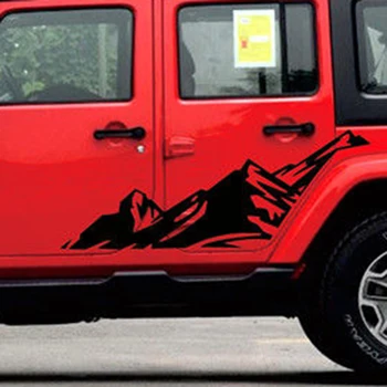 

For Jeep Wrangler Car sticker Pair Black Mountain Car Side Skirt Decal Decor Decoration Vinyl