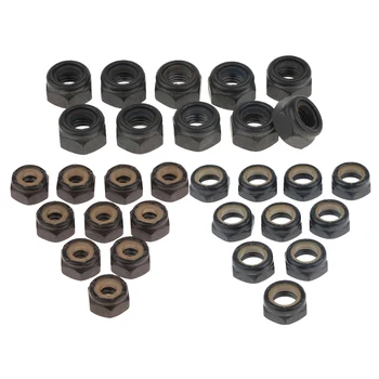 

30Pcs Hardware Black Nuts Skateboard Truck Speed Kit Replacement Skateboard Kingpin Lock Nuts 5mm 8mm 10mm