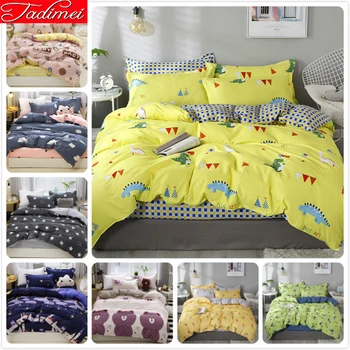 

Dinosaur Pattern Yellow Duvet Cover Sheet Pillowcase Bedding Set Adult Kids Child Boy Soft Cotton Bed Linen Single Twin Queen Si