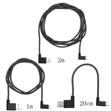 Прочный l-образный нейлоновый Плетеный Micro usb зарядный кабель для передачи данных черный