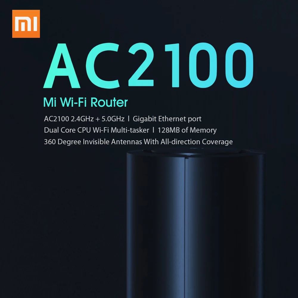 Двухъядерный Wi Fi роутер Xiaomi AC2100 128 Мб 2 4 ГГц 5 360 °|Беспроводные роутеры| |