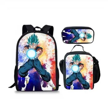 

Dragon Ball School Backpack 3PCS School Supplies for Boys Girls Anime Sun Goku Schoolbag with Bag Pencil Bag