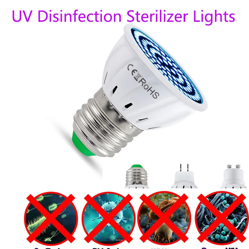 살균 램프 GU10 UV 소독 살균기 조명 AC 220V 오존 램프 E27 MR16 ..