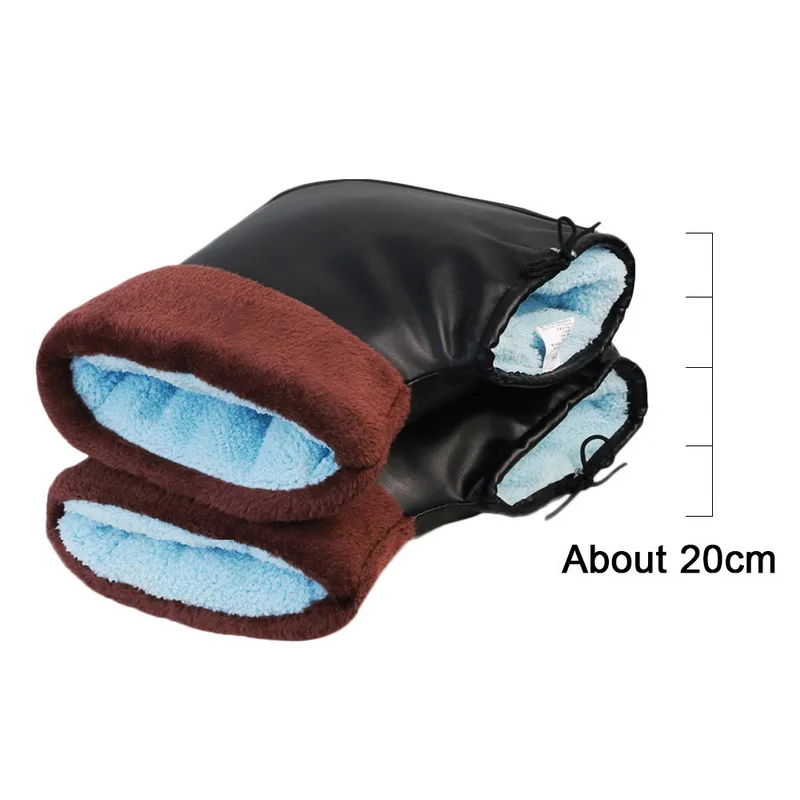 Электрические комплекты для руля, зимние уплотненные мотоциклетные ручки, PU хлопковые перчатки, кожа, ветрозащитные, холодные, теплые, для мужчин и женщин