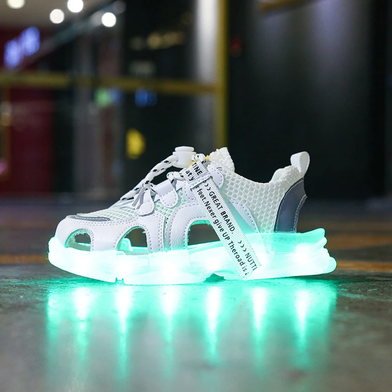 children's shoes for adults LED Children's Casual Sandals Kids Shoes for Girls Glowing Shoes USB Charged Baby Boy Luminous Sandals Lace Up Sports Sandals children's shoes for sale