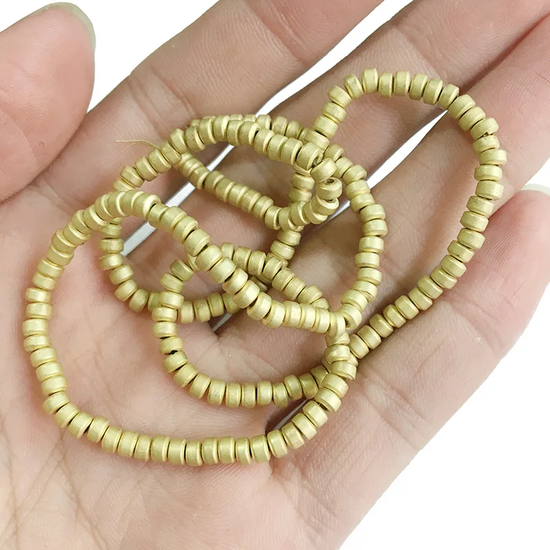 9K Gold Color WLYeeS 3,4 мм покрытые розово-золотой, геометрической формы, цилиндрические бусины из Натурального Гематита, плоские круглые бусины, сделай сам, для изготовления ювелирных браслетов - Цвет: 9K Gold Color