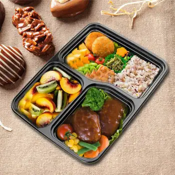 

20 Pcs Plastic Reusable Bento Box Meal Storage Food Prep Lunch Box 3 Compartment Reusable Microwavable Containers Home Lunchbox