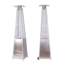 

Outdoor Patio Pyramid Propane Space Heater-46,000 BTU Output Portable Flame Heater Wheels Stainless Steel Color