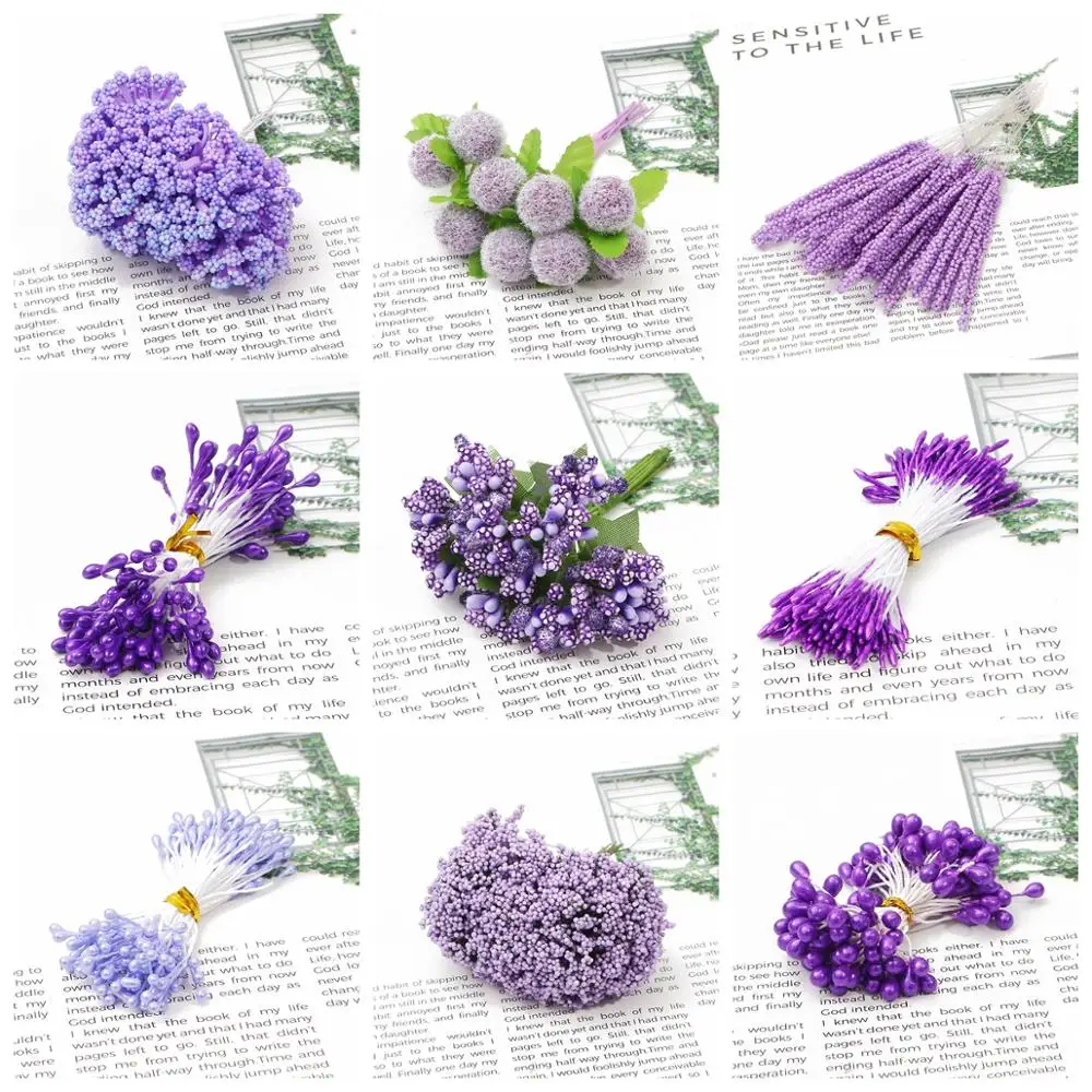 Purple Flower Cherry Stamen Berries Bundle for DIY Decor and Crafting