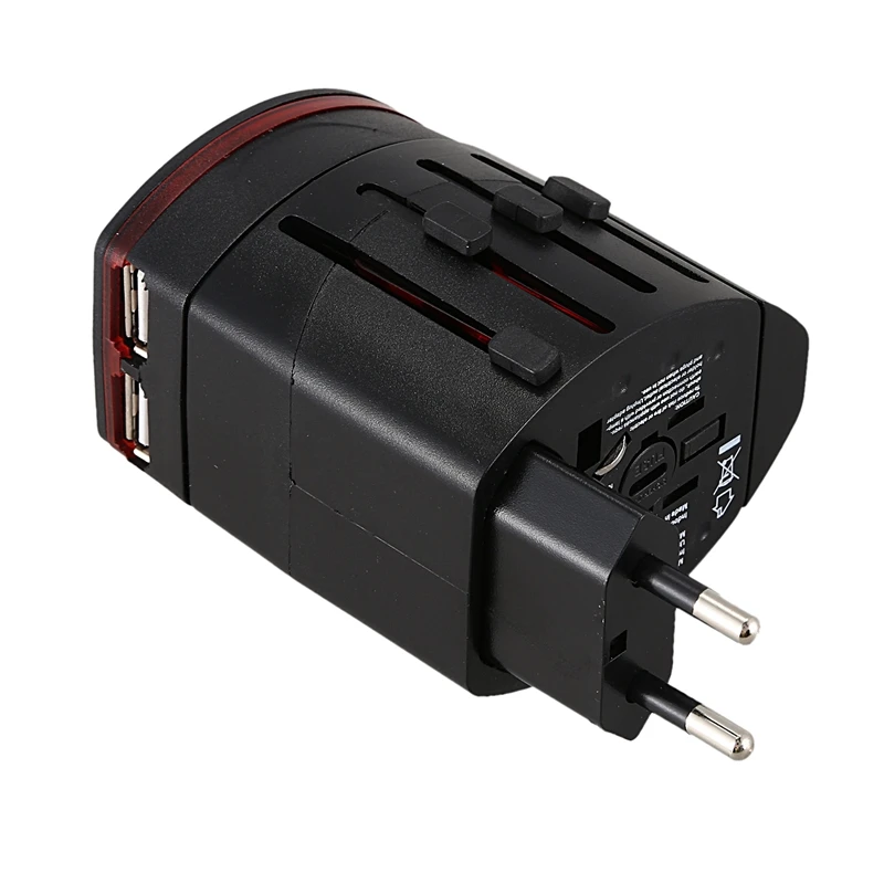 AMS-универсальная многофункциональная вилка для быстрой зарядки, usb-переходник для путешествий с двумя usb-портами, штепсельные вилки для США, Великобритании, ЕС, Австралии/Cny