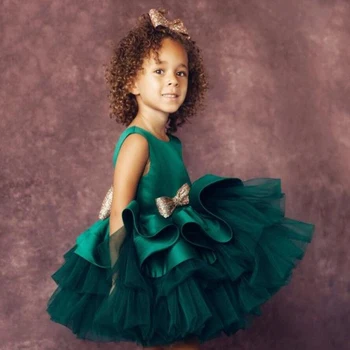 

2020 Winter Cake Tutu Dress 1 Year Birthdays Dress For Baby Girl Clothes Toddler Christening Princess Party Dresses Girl Big Bow