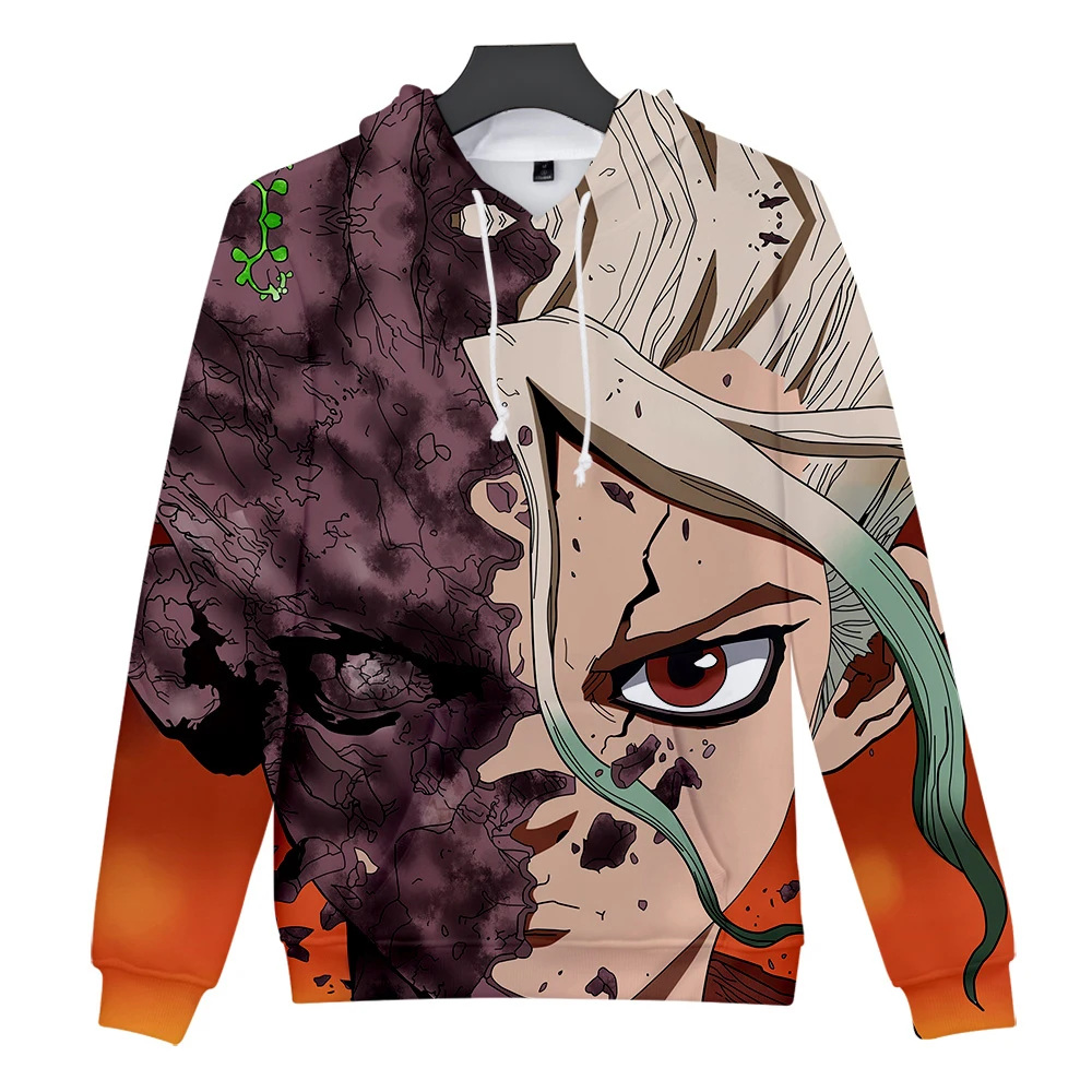 Повседневные толстовки в стиле хип-хоп с 3D принтом «dr. stone Harajuku» для мальчиков и девочек на осень, модные пуловеры с 3D капюшоном для мужчин и девочек