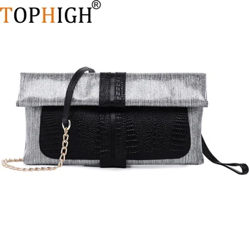 

TOPHIGH Women bag crocodile Fold Envelop bag female messenger handbag Fashion high quality shoulder crossbody bags for women