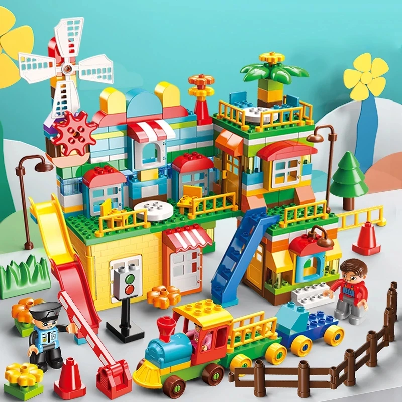 New Big Size Ferris Wheel Park Building Block Compatible Duploed Slide DIY Bricks Toys For Children Christmas Gifts
