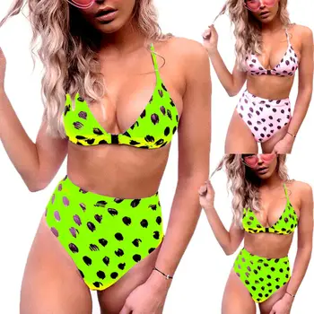 

Hot Women Push Up Bikini Set Bra Padded Swimwear Lady Beachwear Bathing Suit small Pink Print Cute Bra Sexy Waist Bandage