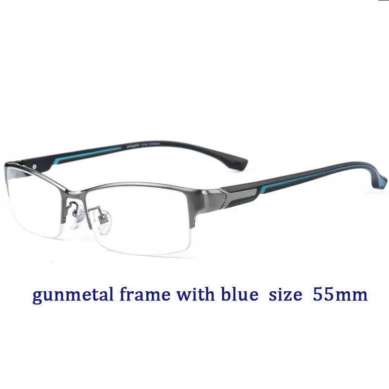 Чистая титановая оптическая оправа, мужские аксессуары, прозрачные очки по рецепту, оправа для очков, квадратная компьютерная оправа Tr90 Spectalces - Цвет оправы: gunmetal blue 55