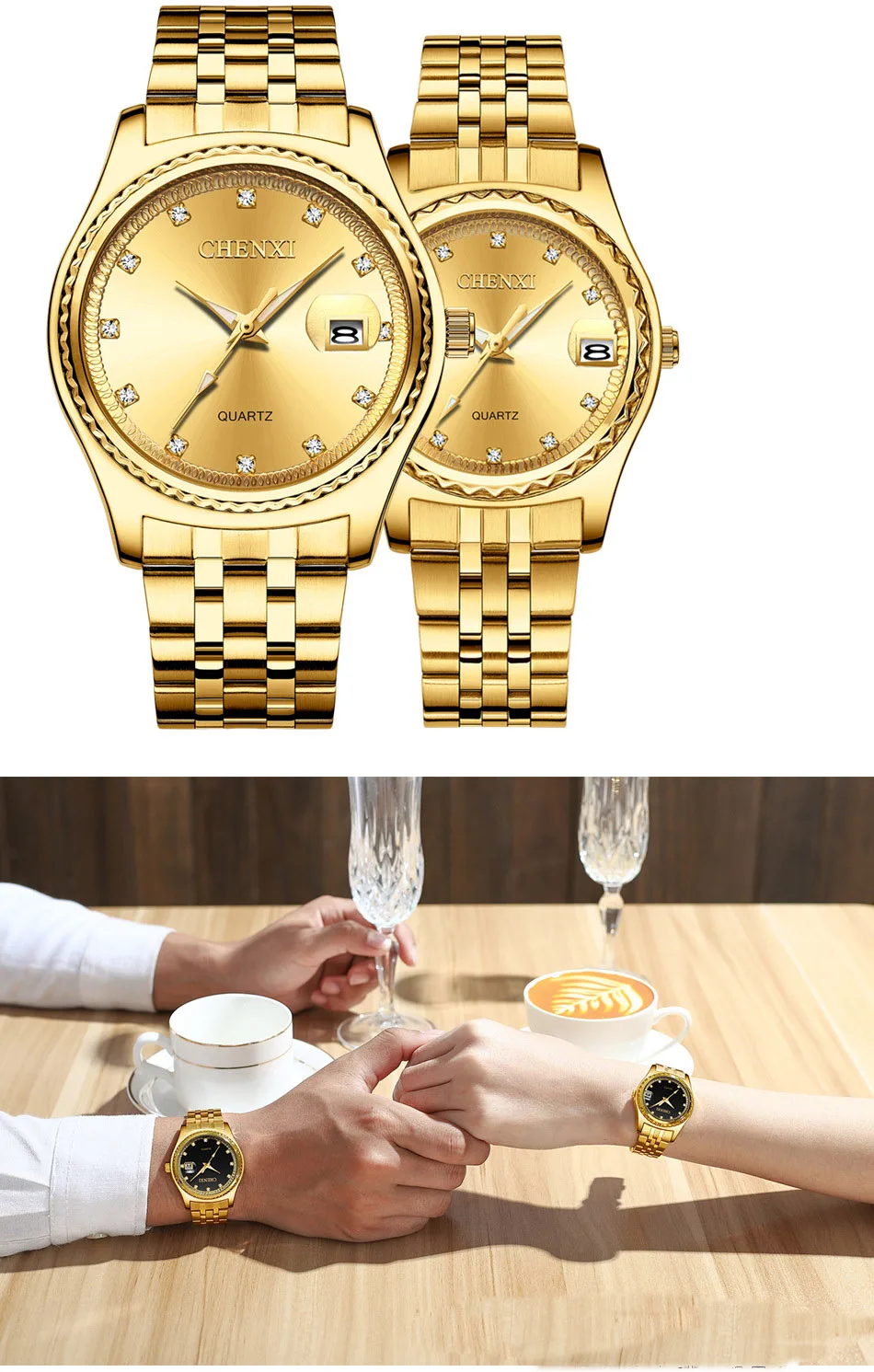 Luxo Strass Relógios De Luxo de Ouro