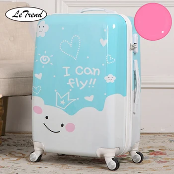 

LeTrend Cute Cartoon Children Rolling Luggage Spinner Suitcase Wheels 20 inch Students Carry on Trolley Travel Bag Trunk
