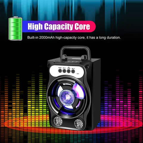 Speaker Portable Big Power Wireless Stereo Subwoofer Heavy Bass Speakers Sound Box Support FM Radio TF AUX USB