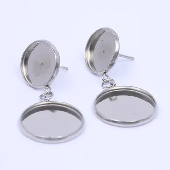 

10pcs Stainless Steel Fit 12mm 16mm Round Cabochon Stud Earring Base Blanks Diy Bezel Settings For Earrings Jewelry Making