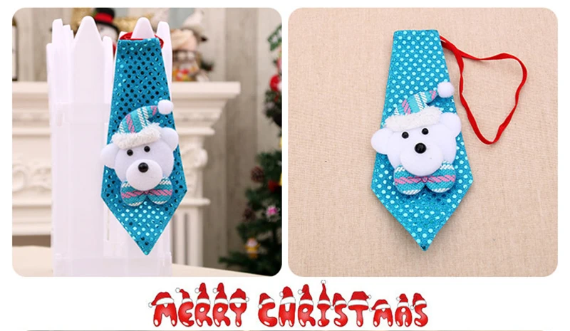 Navidad галстук с блестками Санта Клаус Снеговик Олень Медведь Рождественское украшение для дома год Рождественские украшения детские игрушки