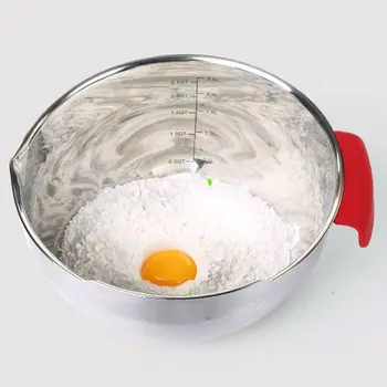 

New Silicone handle stainless steel non-slip scale mixing bowl salad bowl